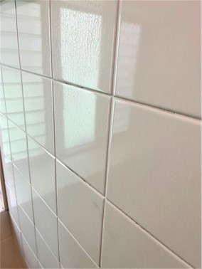 ②【 施工前 】陶製タイル仕様の浴室壁面